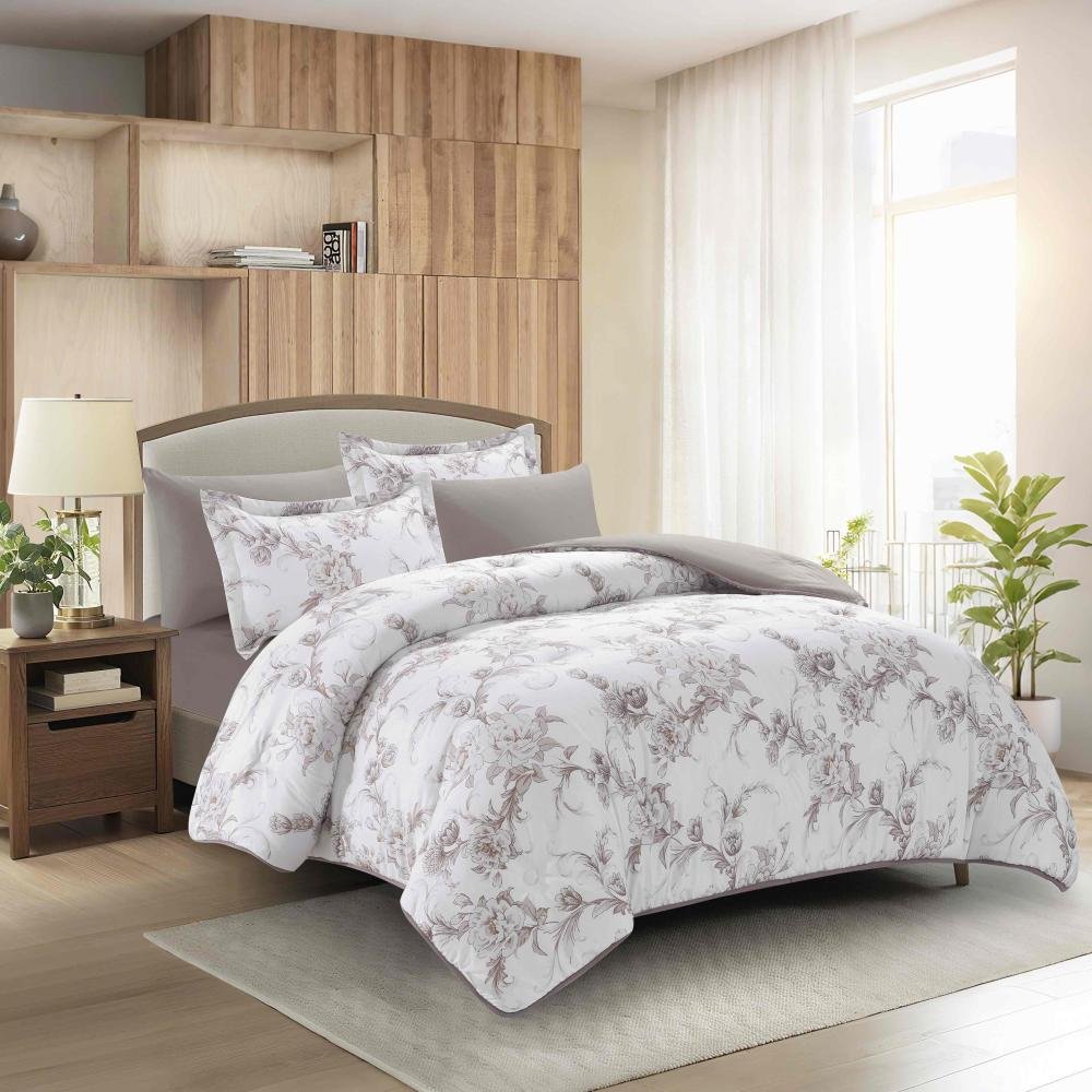 مفرش ديزاير روزماري بني نفر ونص 4 قطع