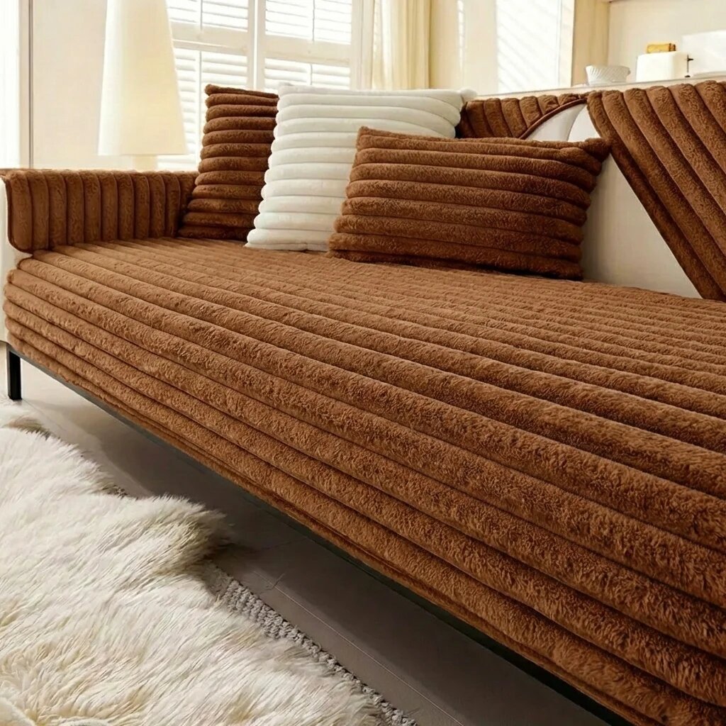 كفر ركنة خامة فرو تركى مستور بظهر سيلكون غير قابل للانزلاق